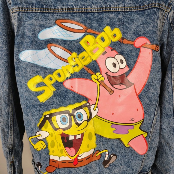 Members Only Nickelodeon Spongebob Patrick Acid Wash Denim Jacket Small - Picture 5 of 8